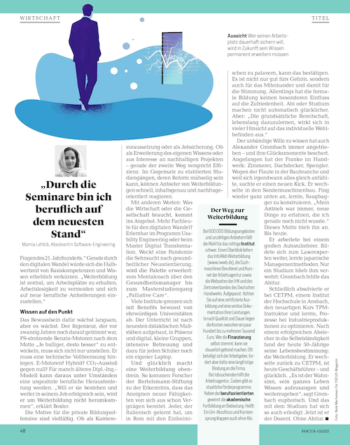Auszeichnung Weiterbildung